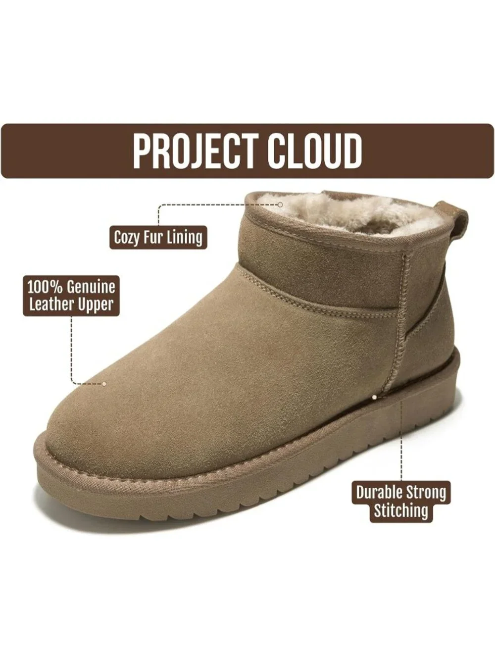 Womens Taupe Suede Project Cloud Genuine Leather Comfortable Ankle Boots